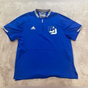Adidas Baseball Pullover Men’s Large Blue Gray 1/4 Zip Team GD Logo Athletic